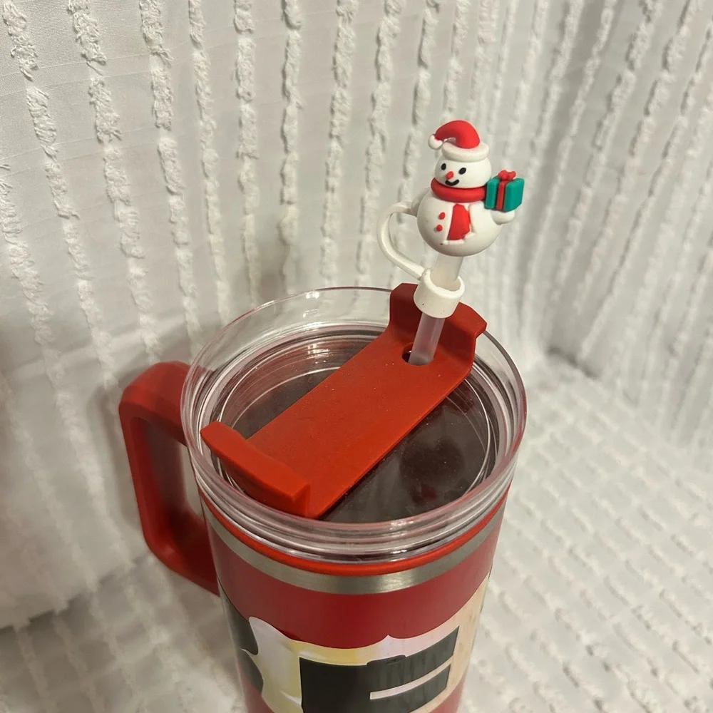Red Santa‎ Belt Tumbler with Straw